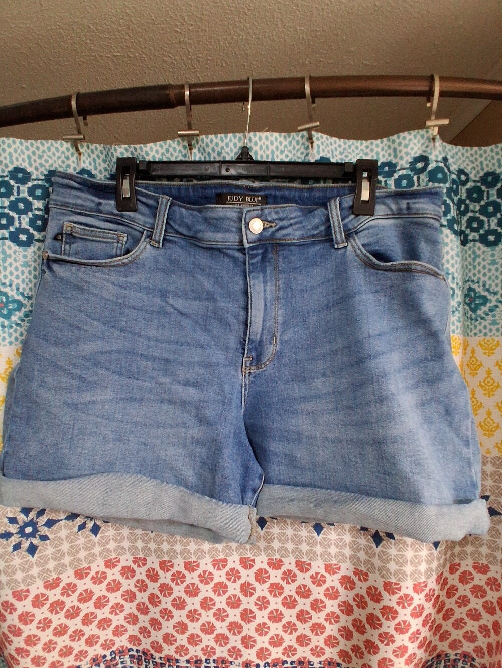 Judy Blue Faded Light Blue Denim Roll Cuff Shorts